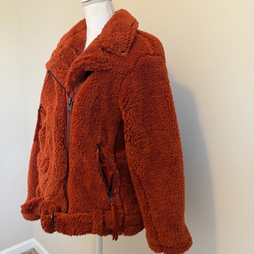 NWT Free People Women's Cozy Slouchy Sherpa Moto Jacket Size xs oversized - Picture 8 of 13